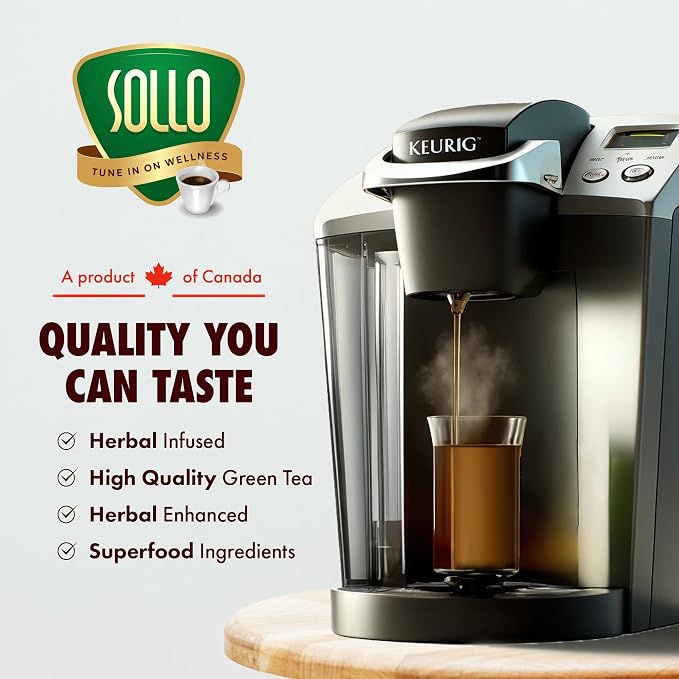 SOLLO Slim Tea K-Cup, Diet Support, Weight Loss with Garcinia & Green Coffee Extract, Single Serve Pods, Compatible With 2.0 K-Cup Keurig Brewers, 24 Ct