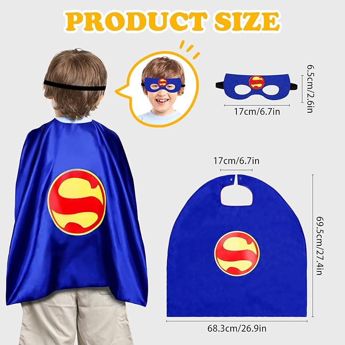 InPoTo Superhero Capes for Kids,Hero Capes and Masks Fit for 4-12years old boy and girls Dress up and Holiday Costumes.