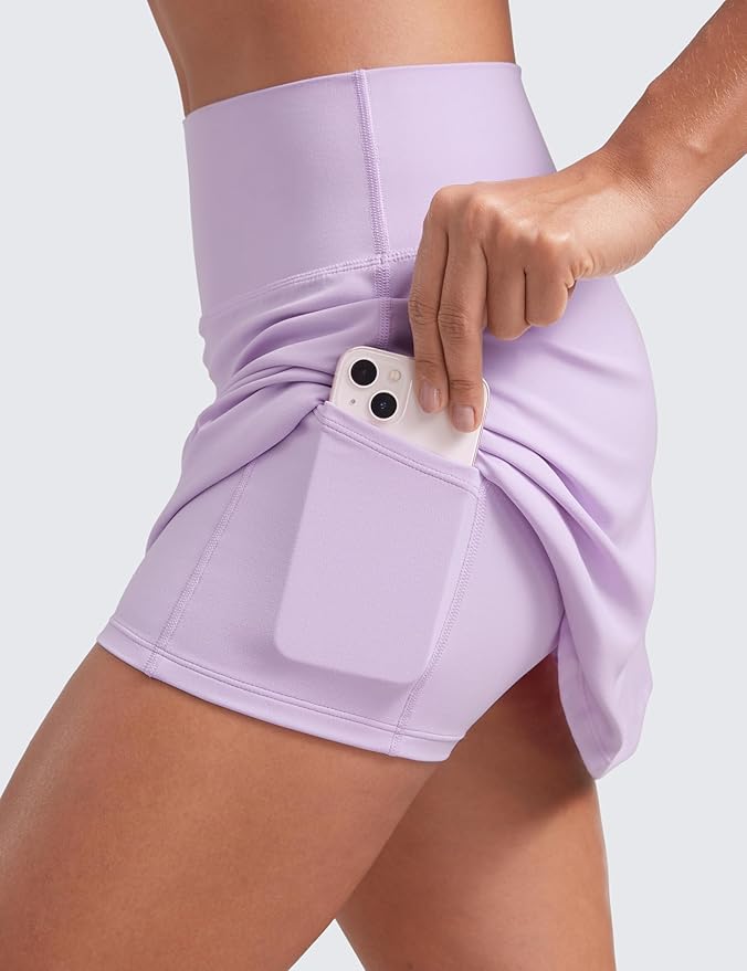 CRZ YOGA Butterluxe High Waisted Tennis Skirts | Built-in Shorts with Pockets, Extremely Soft, Casual, A Line, Stretchy, Mini, Skort for Women
