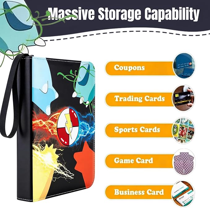 Card Binder 9 Pocket with Zipper, Trading Card Holder 50 Removable Sleeves – Holds 900 Cards, 3-Ring Album Case for Sports & Game Cards, Gift for Boys Girls (9 Pocket 900)