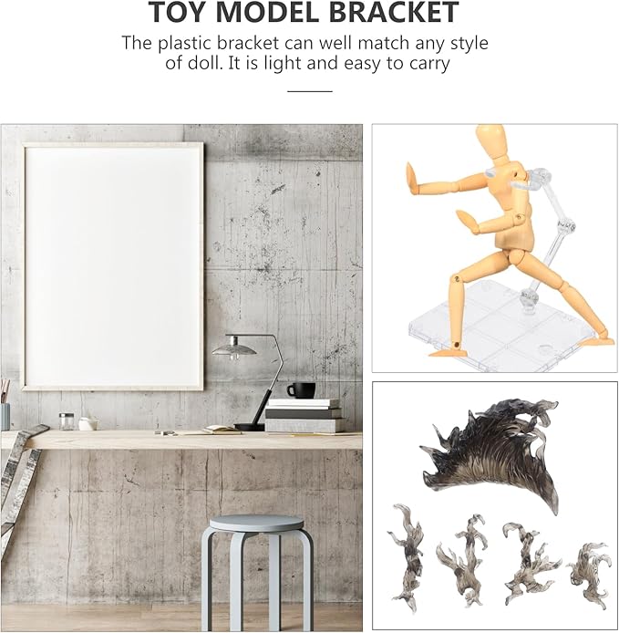 iplusmile 1set Fire Effects Action Figure Stand Diy Assembly Display Rack for Toy Models Clear Holder with Sturdy Base for Organizing Dolls and Figurines