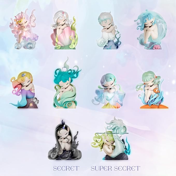 52TOYS Sleep Sea Elves Series Figurine Whole Set Action Figure Collectible Toy Desktop Decoration 3.3 Inch Gift for Birthday Party Holiday