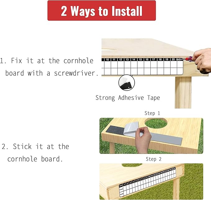 Cornhole Scoreboard 4 Pack, Metal Decal with Magnetic Score Keepers for Corn Hole Boards, Cornhole Rules Sign with Score, Scoreboard for Cornhole Game Keep Track of The Score