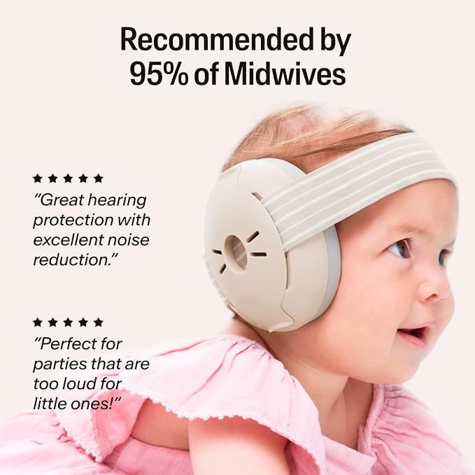 Alpine Muffy Baby Ear Protection for Babies and Toddlers up to 36 Months - CE & ANSI Certified - Noise Reduction Earmuffs - Comfortable Baby Headphones Against Hearing Damage & Improves Sleep - Sand