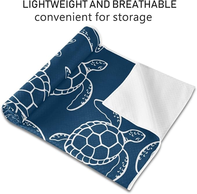 Non Slip Yoga Towel 73 x 27 in Sea Turtle Sweat Absorbent Yoga Mat Towel for Hot Yoga, Pilates and Workout