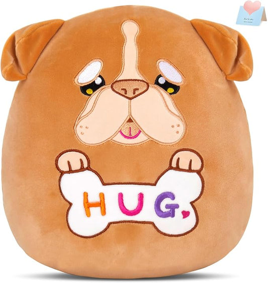 Glow Guards 12 Inch English Bulldog Plush Pillow Cute Bulldog Stuffed Animal Soft Plush Toy Stuffed Animals Birthday Gift for Boys Girls Kids