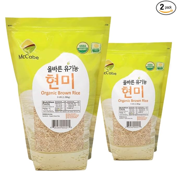 McCabe Organic Brown Rice - Brown Rice Organic | Rich with Fiber & Minerals | USDA and CCOF Certified | Product of USA | 3Lbs (Pack of 2)