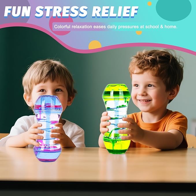FKYTION Liquid Motion Bubbler 2-Pack, Colorful Sensory Toys, Classroom Learning & Time Management Supplies Home or School Desktop Toys (Style 3-2 Pieces)