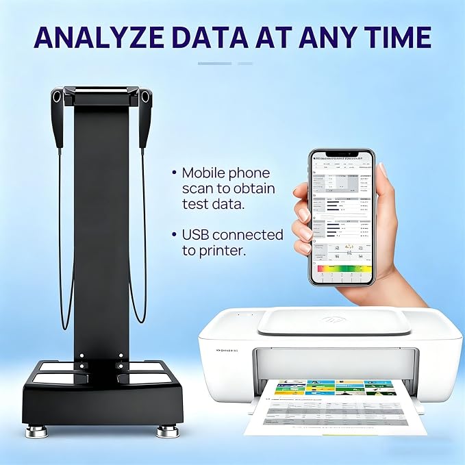 Commercial Body Composition Analyzer for Gym and Home Used Analyzer Body Health Machine Bioelectrical Impedance,Wireless Printing Black