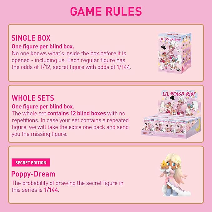 POP MART Lil Peach Riot Sleepover Series Blind Box Figures, Random Design Action Figures Collectible Toys Home Decorations, Holiday Birthday Gifts for Girls and Boys, Whole Set