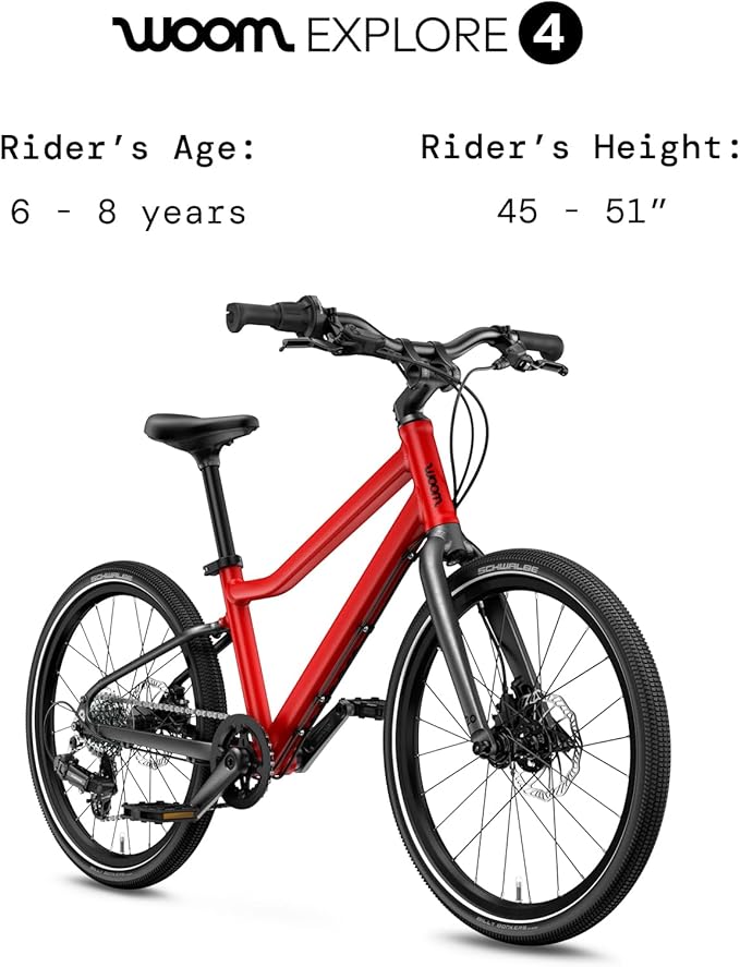 woom Explore 4 Kids’ Bicycle, 20-Inch, 7-Speed Twist Shifter for Advanced Riders, Road & Mountain Ready Bike with Powerful Disc Brakes for Boys & Girls