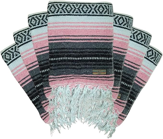 Open Road Goods Bulk Falsa Blankets - Handwoven Authentic Mexican Falsa - Great for Weddings, Yoga, Beach, Picnics, or Mexican Throw! (Pink, 7 Pack)