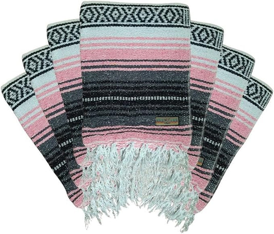 Open Road Goods Bulk Falsa Blankets - Handwoven Authentic Mexican Falsa - Great for Weddings, Yoga, Beach, Picnics, or Mexican Throw! (Pink, 7 Pack)