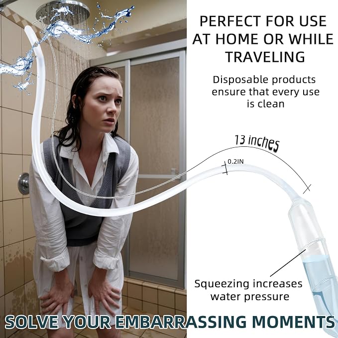 5Pack 1000ML Enema Cleaning Douche System，Travel Enema Kit for Colon Cleansing，Douche Enema Kit for Women & Men with Metal Hook,with 37.7in Hose Disposable Enema Bag Set