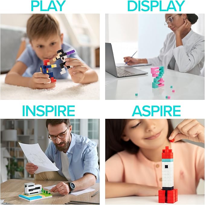 PIXIO Amphibio- Tiny Magnetic Blocks Building Toy in The Pixel Art Style with Free App - 5/16" Plastic Cubes with 6 Magnets Inside - Open Ended Toy - Creativity Toy for Ages 6+