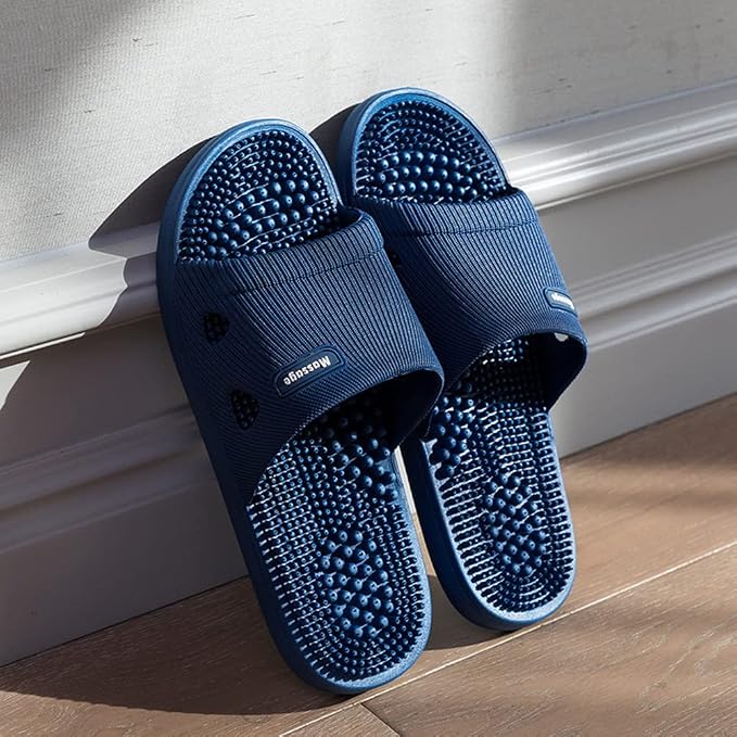 Acupressure Massage Slippers for Plantar Fasciitis for Women Acupuncture Slippers Arthritis Neuropathy Pain Relief Non-Slip Massage Sandals Women Stress Relief Gifts for Bath (US Men 6.5-7.5, Blue)
