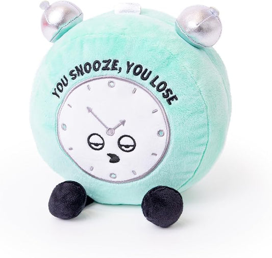 Alarm Clock Plushie - You Snooze, You Lose Funny Clock Plush, Sassy & Novelty Plush Toy for Gifting