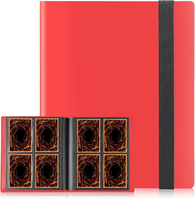 Card Binder, Upgraded 4 Pockets Trading Card Binder for Cards, Mini Collection Card Album, 160 Pockets Small Card Book Holder - Red