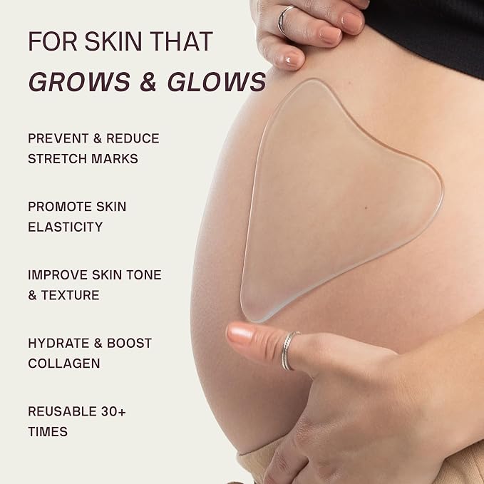 Dermaclara Silicone Patch Stretch Mark Kit - Pregnancy Stretch Mark Prevention, C Section Cover Up Belly Scar, Maternity Skincare, Silicone Gel Sheet, Reusable up to 30 Times - 2 Patches & 1 Cleanser