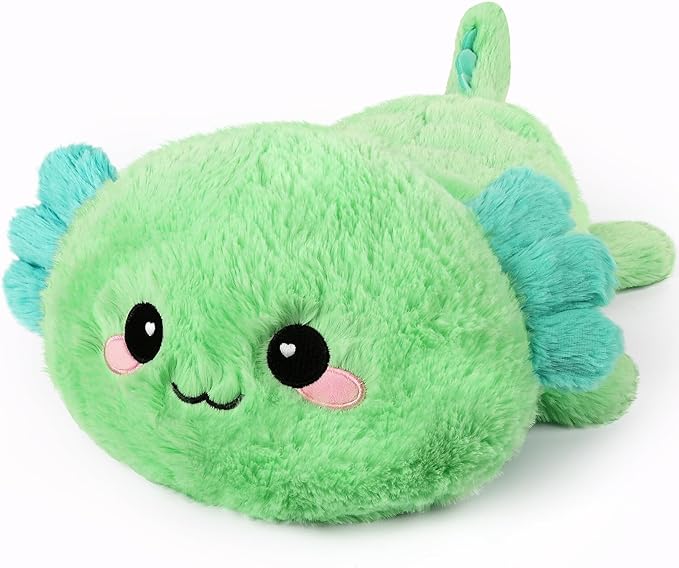 Cuckool Mint Axolotl Stuffed Animals, Microwavable Stuffed Animals Heating Pad for Cramps, Pain Stress Relief, Heatable & Coolable Lavender Scented Plush Toys for Anxiety, Women & Kids Bedtime