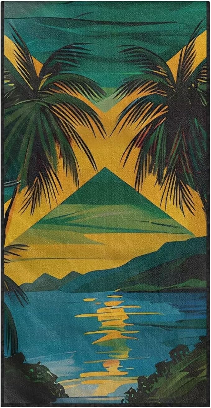 INSTANTARTS Jamaican Flag Island Car Seat Cover Protector Sweat Towel Multi-Functional Car Towel