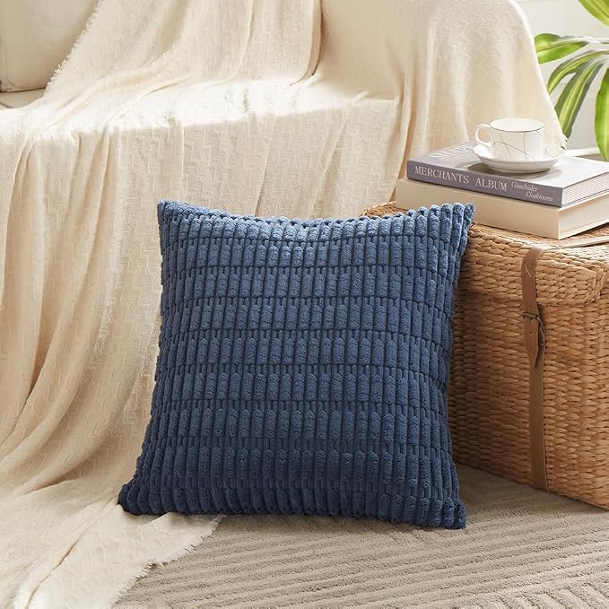 Fancy Homi 4 Packs Decorative Throw Pillow Covers for Living Room Couch Bed, Modern Farmhouse Boho Home Décor Accent Cushion Case, 24" x 24", Dusty Blue