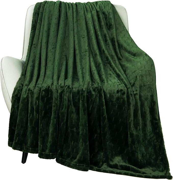 Fleece Blanket Super Soft Cozy Throw Blanket 50" x 60", Lightweight Fuzzy Comfy Textured Flannel Blanket Warm Plush Throw Blankets for Couch, Sofa, Bed, Olive Green