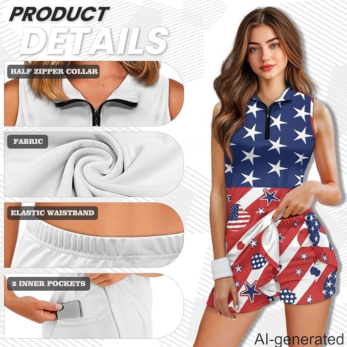 Golf Dress Tennis Dresses for Women with Built in Shorts and Pockets Sleeveless Athletic Dress Workout Dress