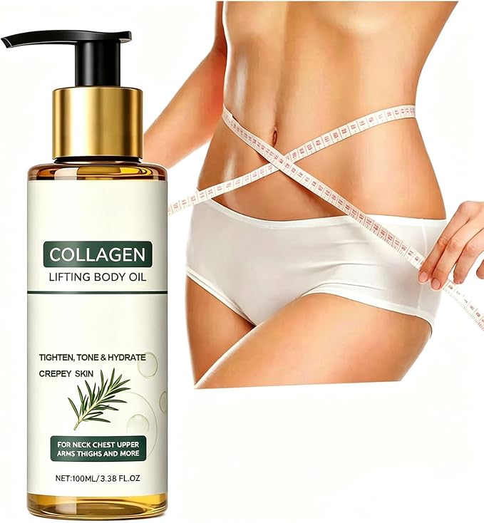 Collagen Oil for Skin Tightening, Anti-Cellulite Massage Oil for Firming & Hydratinng & Lifting Crepey Abdomen/Belly/Thighs/Butt, Light-Weight After-Shower Body Care| 100ML