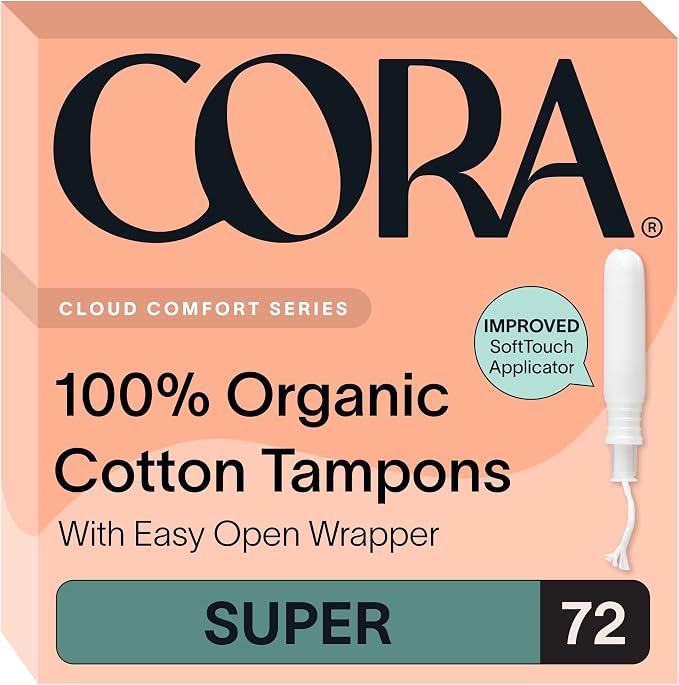 Cora Organic Cotton Tampons (72 Super Tampons)