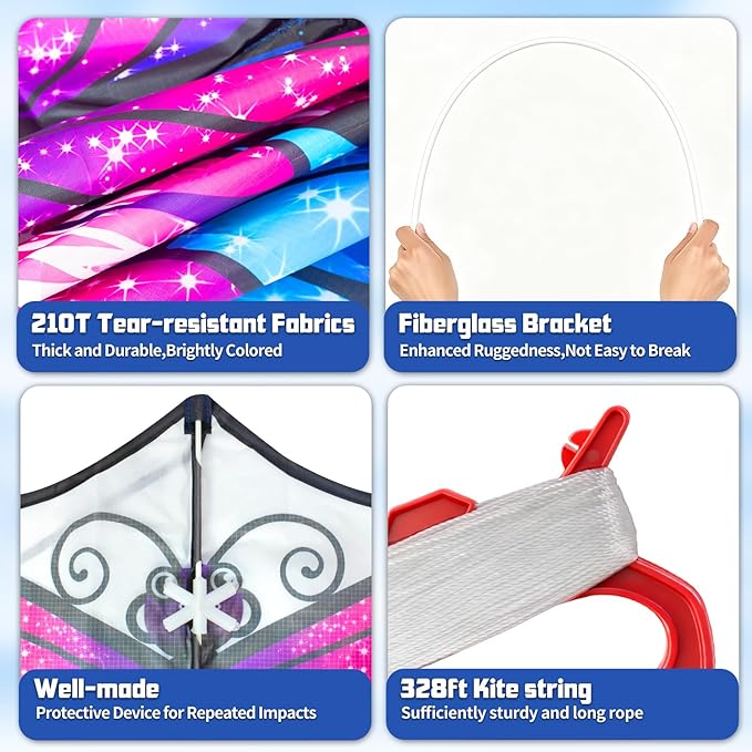 Kite for Kids Ages 4-8 8-12 & Adults, Shark & Dragon & Unicorn & Butterfly Kites Flying Toys, Easy to Fly Big Kite with 328FT String Easter Gift for Boys Girls Beach Park Outdoor Party Activities