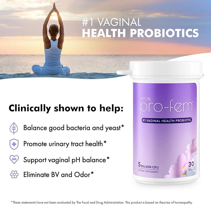 Pro-Fem #1 OB/GYN Formulated Vaginal Health Probiotics | 30 Caps | 6-Pack | Vaginal Probiotics to Promote Yeast & PH Balance, Urinary Tract Health | Feminine Probiotics | Works in 7 Days