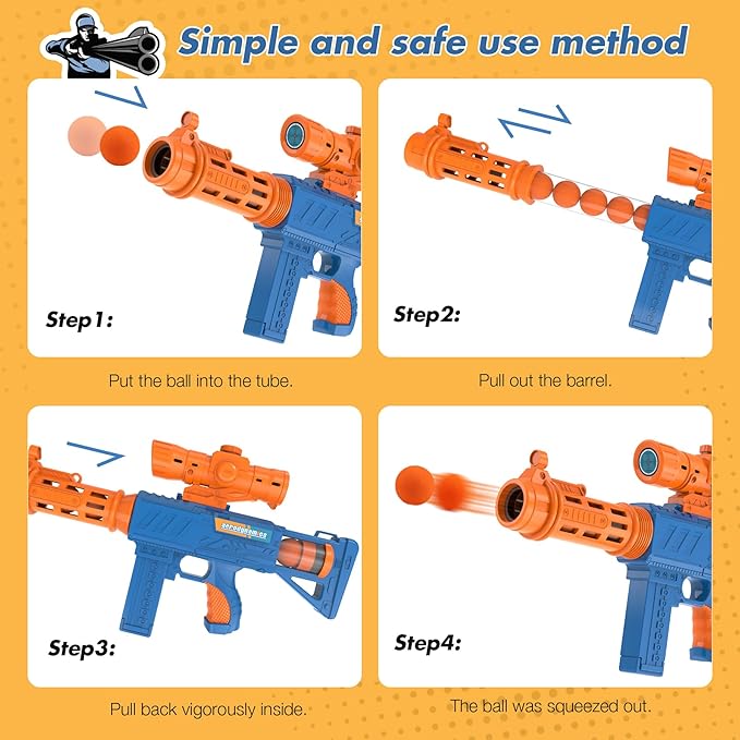 KKONES Shooting Game Toy for Boys - 2 Player Toy Foam Blaster Air Guns, 24 Foam Bullet Balls Popper & Standing Shooting Target, Birthday Gifts for Age 3 4 5 6 7 8 9 10-12 Years Old Kids, Girls