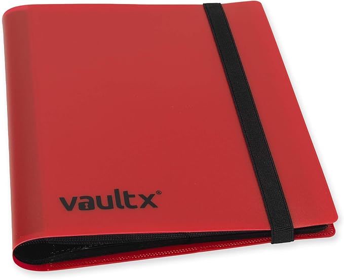 Vault X 4 Pocket Standard Strap Binder, Holds 160 Trading Cards in 20 Side-Loading Pages (Red)