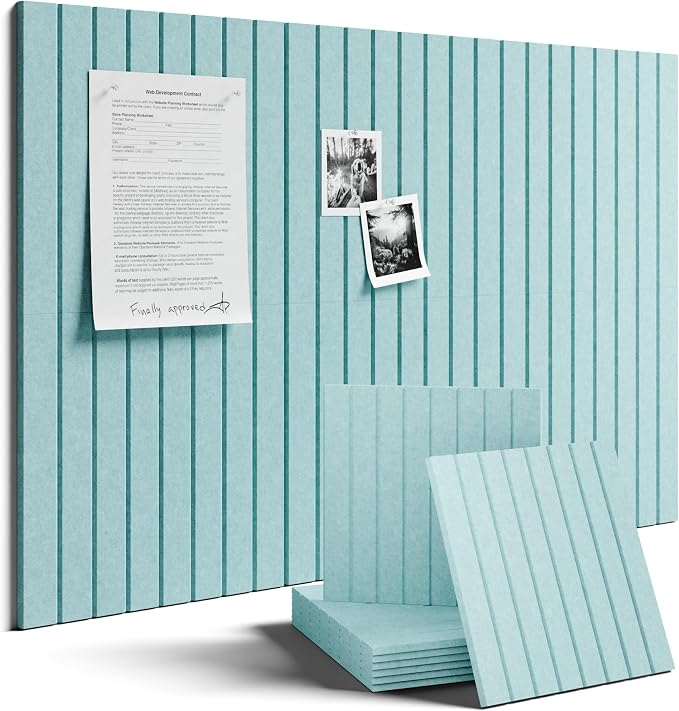 Fluxynara 36" x 24" Large Felt Bulletin Board, Aqua Blue | 6 Pack Cork Board Alternative with 30 Safe Adhesive Tabs, Pin Boards for Wall Decor, Home, Office, Classroom,Dorm