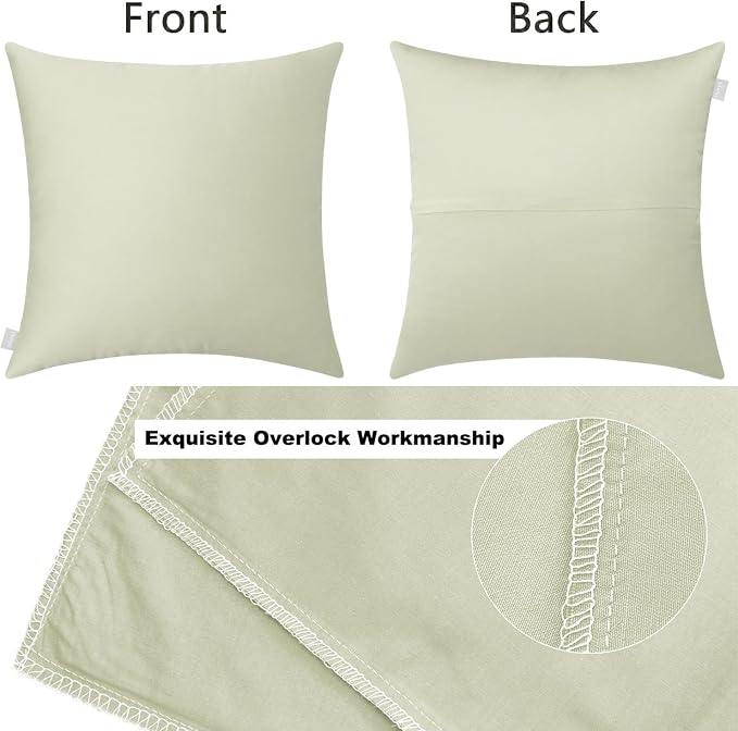 Thmyo 4-Pack 100% Cotton Comfortable Solid Decorative Throw Pillow Case Square Cushion Cover Pillowcase Sublimation Blank Pillow Covers DIY Throw Pillowcase for Sofa Bedroom(20x20 inch/ 50x50cm,Beige)