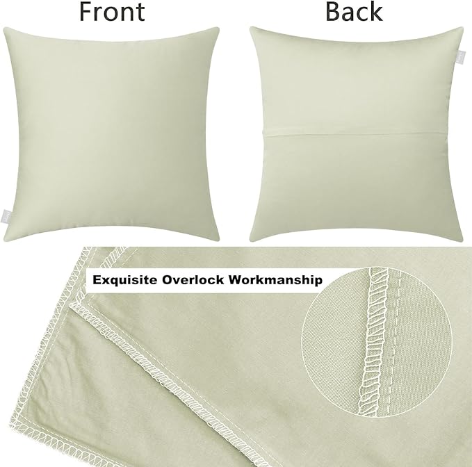 Thmyo 4-Pack 100% Cotton Comfortable Solid Decorative Throw Pillow Case Square Cushion Cover Pillowcase Sublimation Blank Pillow Covers DIY Throw Pillowcase for Sofa(18x18inch/45x45cm,Beige)