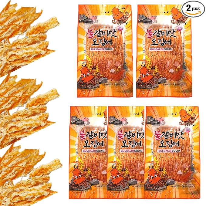 JOKUNA - Korean dried squid - Soft and chewy texture squid (Spicy, Butter, Roasted) (Spicy - 5 pack)