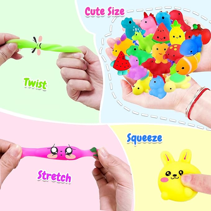 120Pcs Mochi Squishies Toys, Kawaii Squishies Bulk for Kids Party Favors, Squeeze Toys for Stress Relief, Classroom Prizes, Goodie Bag Stuffers, Party Bag Filler, Birthday Gifts (Random)