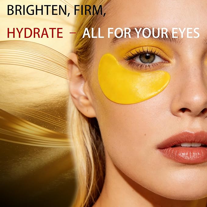 120 Pcs 24K Gold Under Eye Patches, 60 Pairs Under Eye Masks, Gel Eye Pads Skincare, Puffy Eyes and Dark Circles – Collagen Infused Hydrogel Eye Mask for Anti Aging, Skincare Treatment for Women