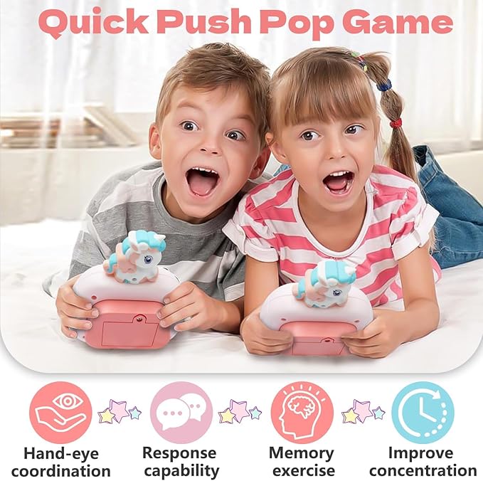 Pop Fidget Game Toys, Rainbow Unicorn Light Up Fidget Toys Electric Pop Bubble Game Controller Handheld Puzzle Sensory Toys Christmas Birthday Gifts for Kids Girls 2025