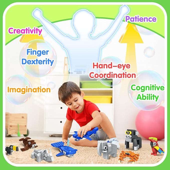 30 Packs Party Favors for Kids - STEM Toys Mini Animals Building Blocks Sets for Goodie Bags Stuffers Classroom Prizes, Valentines Day Birthday Gifts for Boys Girls Ages 6+