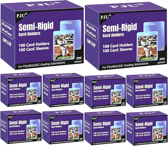 1000ct Semi Rigid Card Holders & 1000ct Card Sleeves for PSA, SGC, BGS, CSG Graded Card Submissions, Semi Rigid Baseball Cards Sleeves Protectors, PSA Graded Trading Cards Sleeve