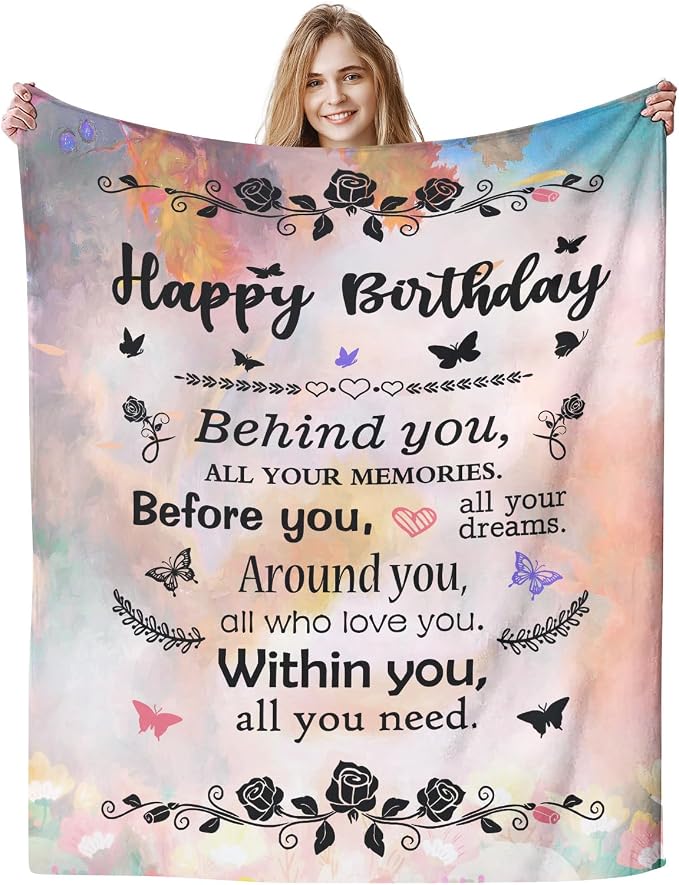 COMFAR Happy Birthday Gifts for Her, Unique Women's Birthday Decorations - Cool Friendship Gifts 40"x 50"