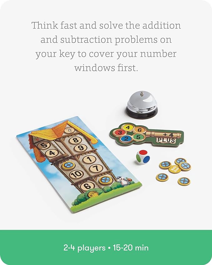 SimplyFun Math Room - Educational Game - Quick Thinking & Fun Games for Kids Ages 5 & Up - Fast Solving Addition & Subtraction Game - 2 to 4 Players