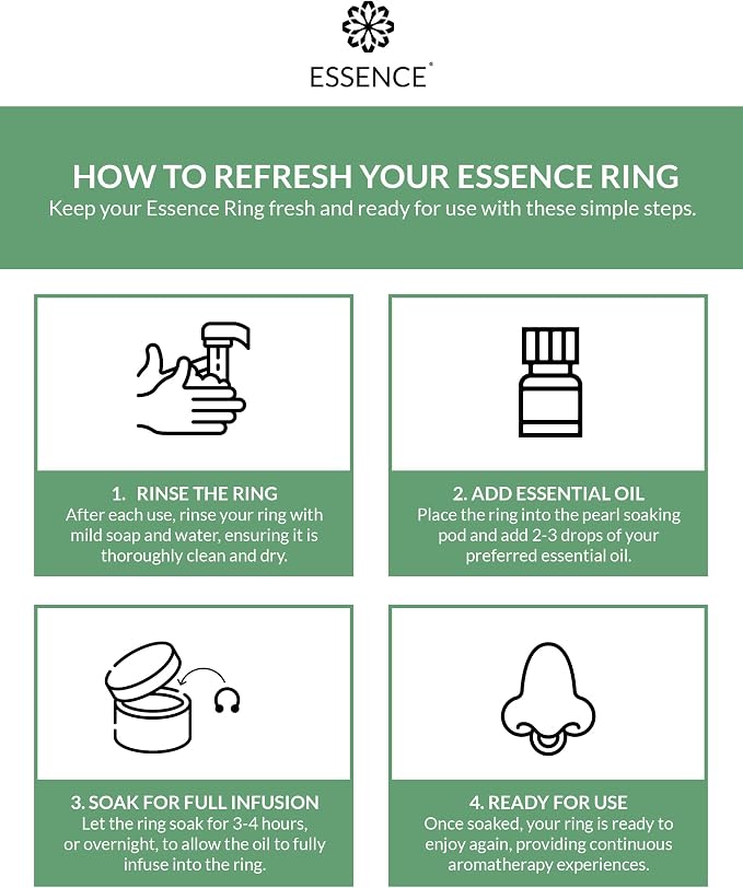 Essence Wearable Aromatherapy Nasal Diffuser – Bergamot Essential Oil Nose Ring Silicone Inhaler for Stress & Mood Support - Made in USA & Travel-Friendly