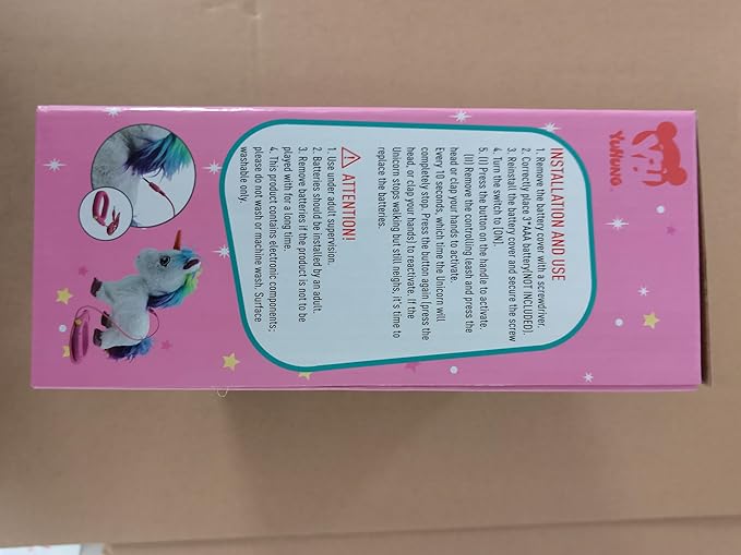 Interactive Unicorn Pet Toy with Leash Remote — Walks, Sits & “Eats”; Light-Up Horn, Touch & Sound Mode, Comb & Carrot, 3×AAA (Not Included), YH YUHUNG Unicorn Gift Toy for Girls Age 4-6