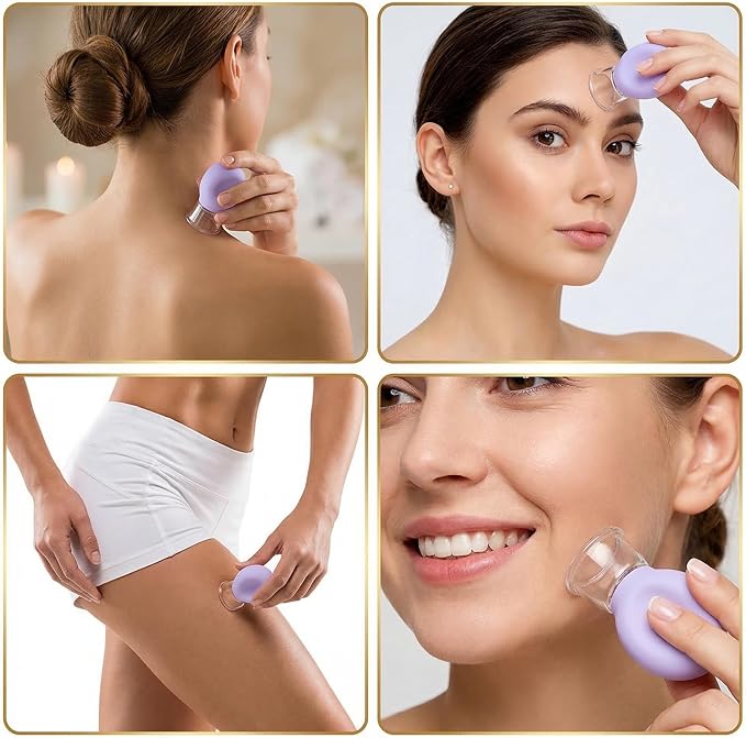4 Pcs Facial Cupping Set, Silicone Face Cupping Kit for Massage, Eye Face Vacuum Suction Face Massage Cups, Anti Cellulite Cup Massage Tool