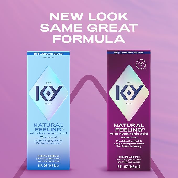 K-Y Natural Feeling with Hyaluronic Acid, Water Based Lube for Sex, Anal & Sex Toy, Non-Sticky & pH-Friendly Personal Lubricant, Condom-Friendly, Travel Size Lube, 5 Fl Oz