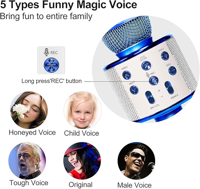 Karaoke Micorphones for Kids Wireless Bluetooth Karaoke Machine for Child Musical Toys Micorphones for Girls Boys Children Birthday Party Home KTV Thanksgiving Kids Gifts